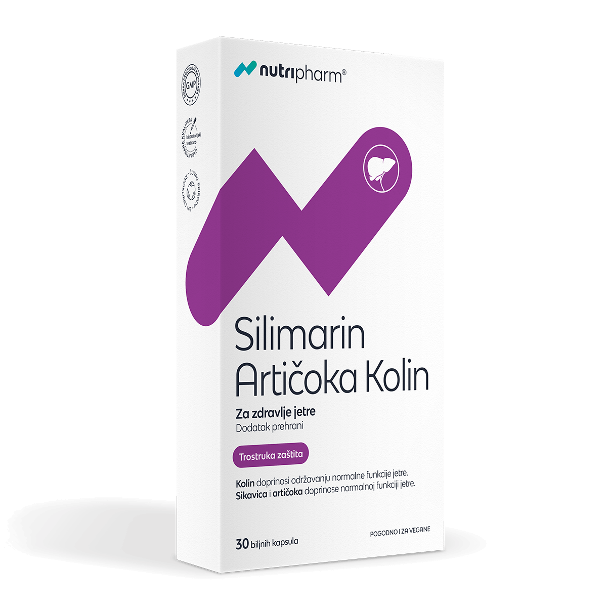 Nutripharm Silimarin Artičoka Kolin za zdravlje jetre 30 kapsula