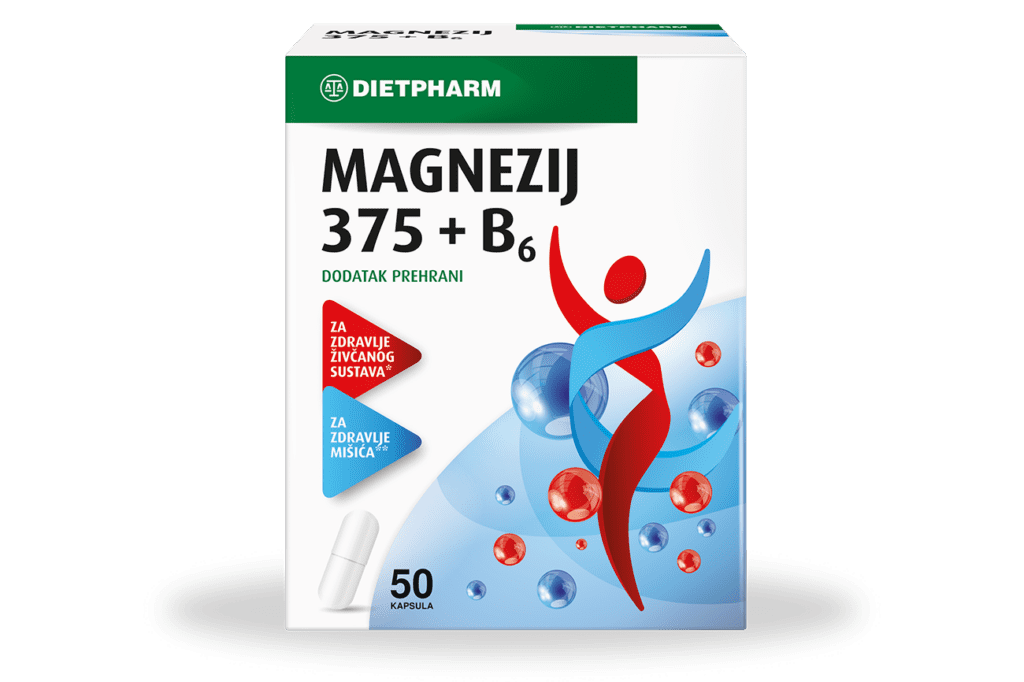 Dietpharm Magnezij 375 + B6 kapsule a 50