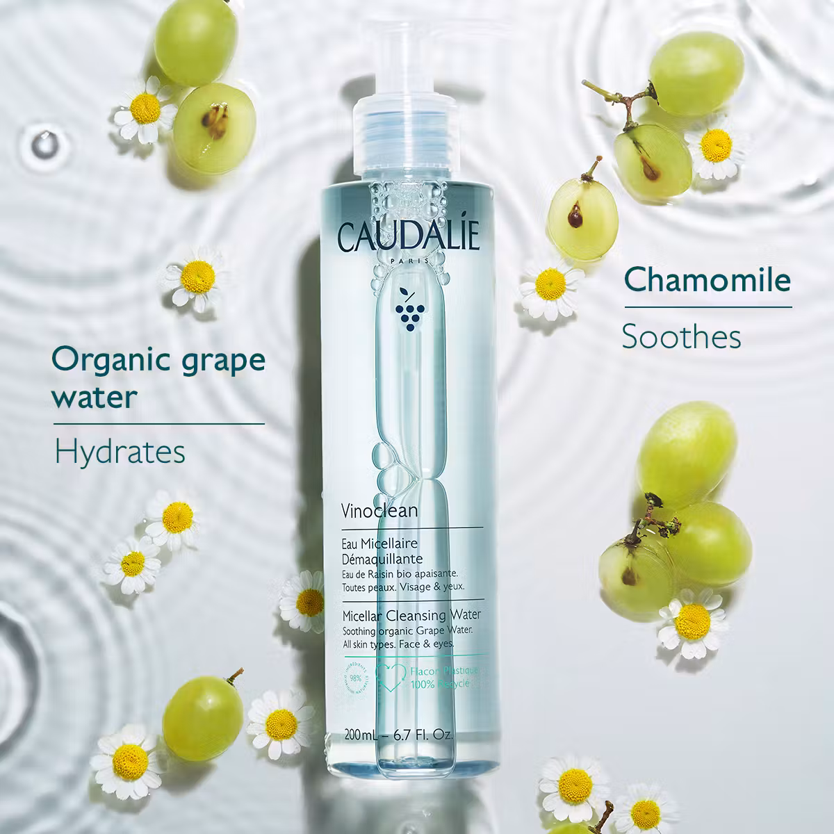 Caudalie Vinoclean micelarna voda za čišćenje lica 100 ml - Slika 3