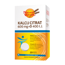 Natural Wealth Kalcij citrat 600 mg + D 400 I.J. 20 šumećih tableta
