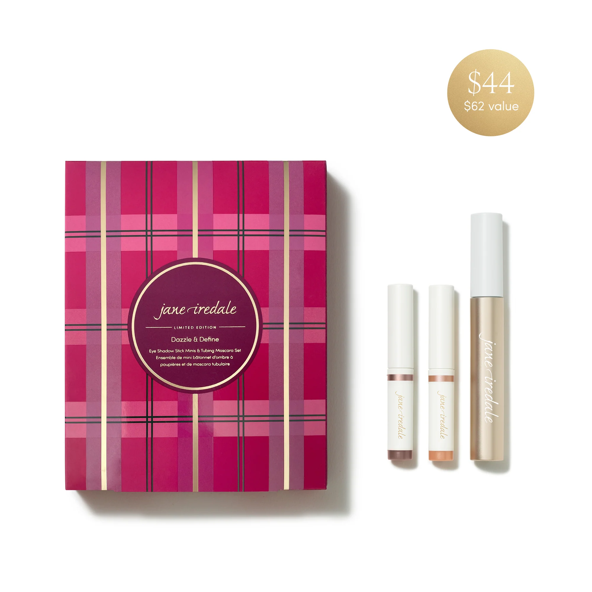 Jane Iredale Dazzle & Define set sjenila za oči u stiku i maskara u tubi