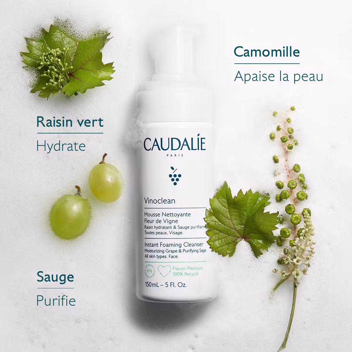 Caudalie Vinoclean instant pjenušavi čistač 150 ml - Slika 2