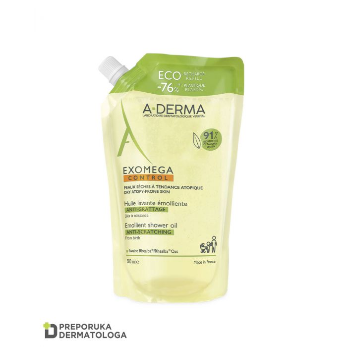A-Derma Exomega Control Emolijentno Ulje za Tuširanje Refill 500 ml