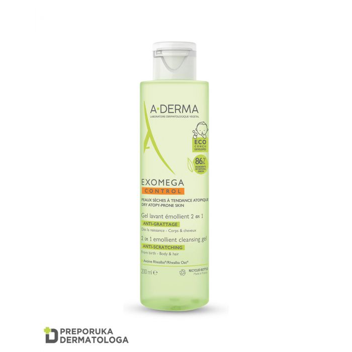 A-Derma Exomega Control emolijentni gel za čišćenje 2U1 200 ml