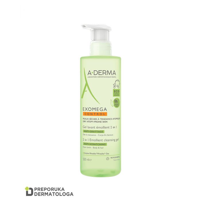 A-Derma Exomega Control emolijentni gel za čišćenje 2U1 500 ml
